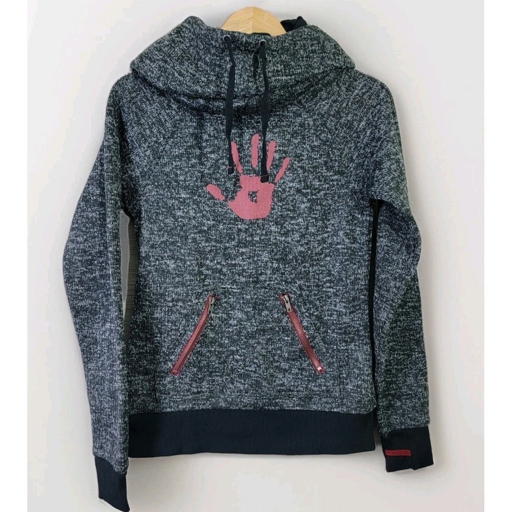 Bethesda Skyrim Dark Brotherhood Hoodie Women Small Gray‎ Red Handprint Gamer